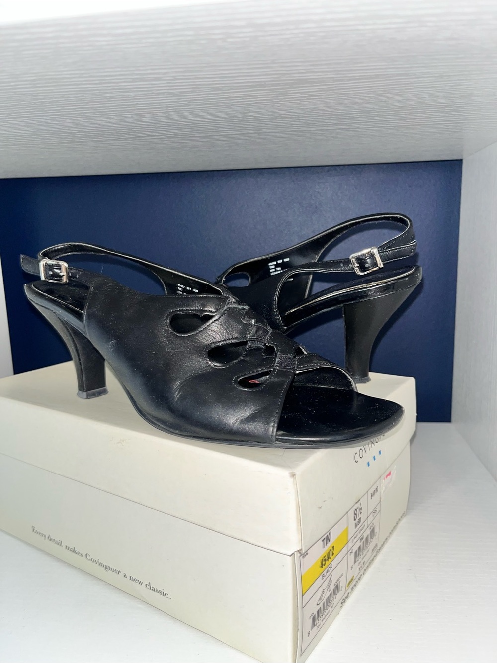 Covington Black Cutout Slingback Heels